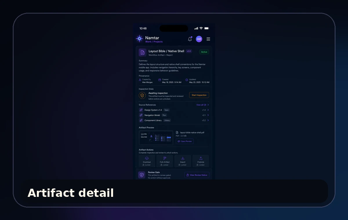 Artifact detail interface concept